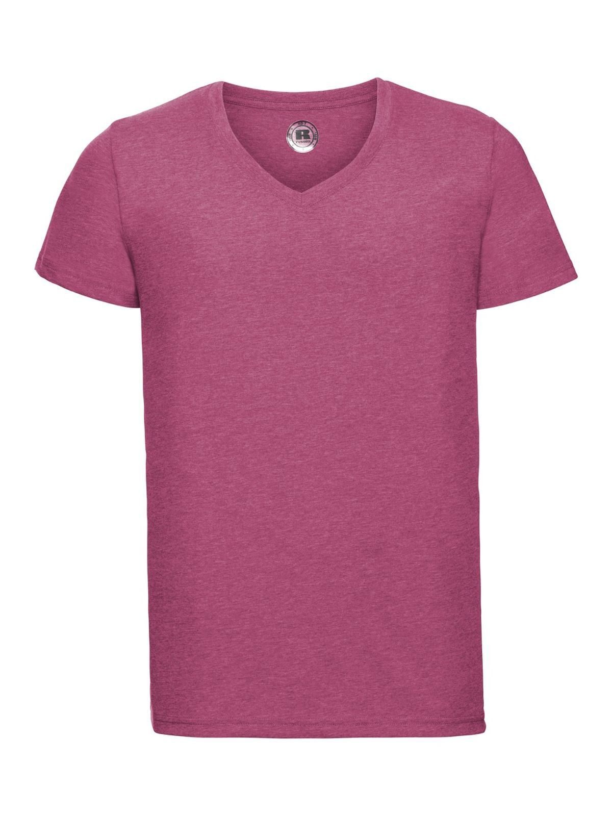 Camiseta masculina com decote em V e design HD - 2P - Rosa mesclado
