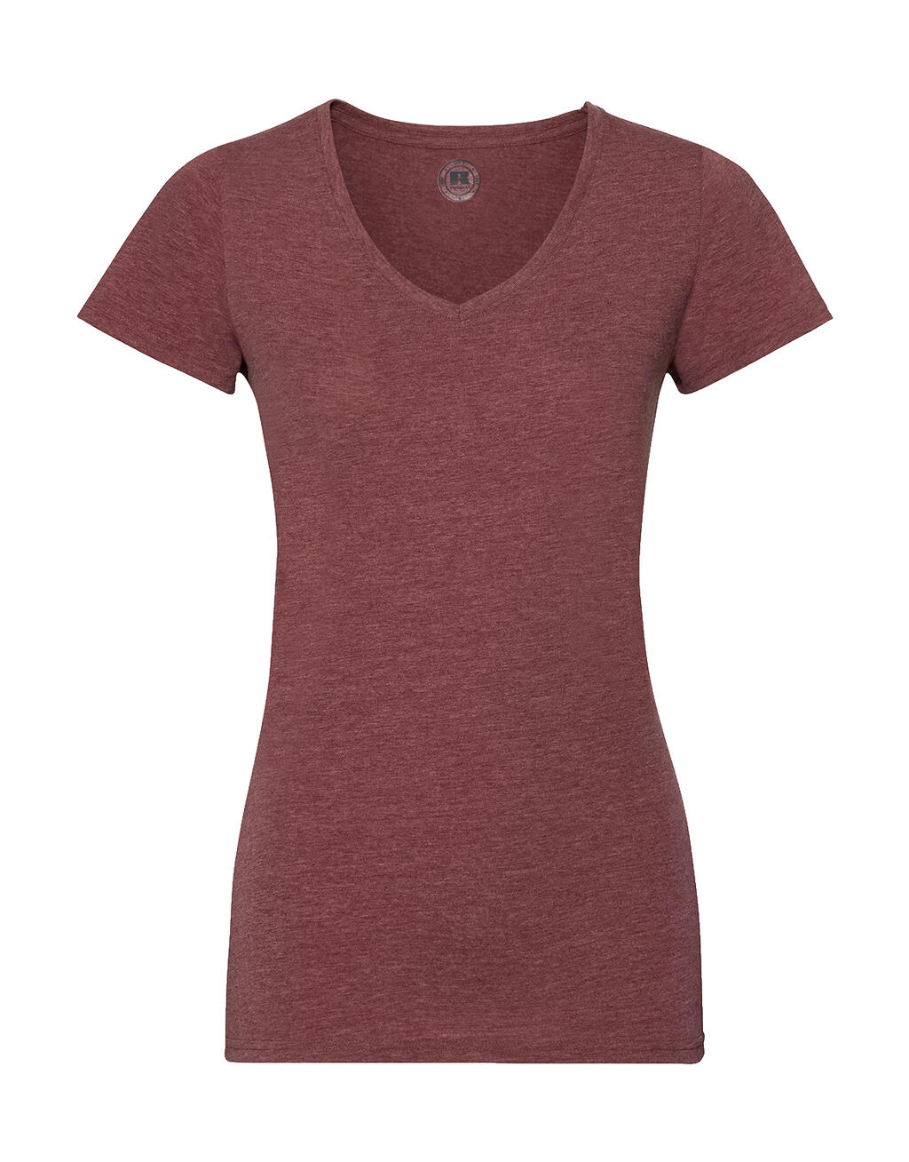 Camiseta feminina HD com decote em V - MM - Marrom Marrom