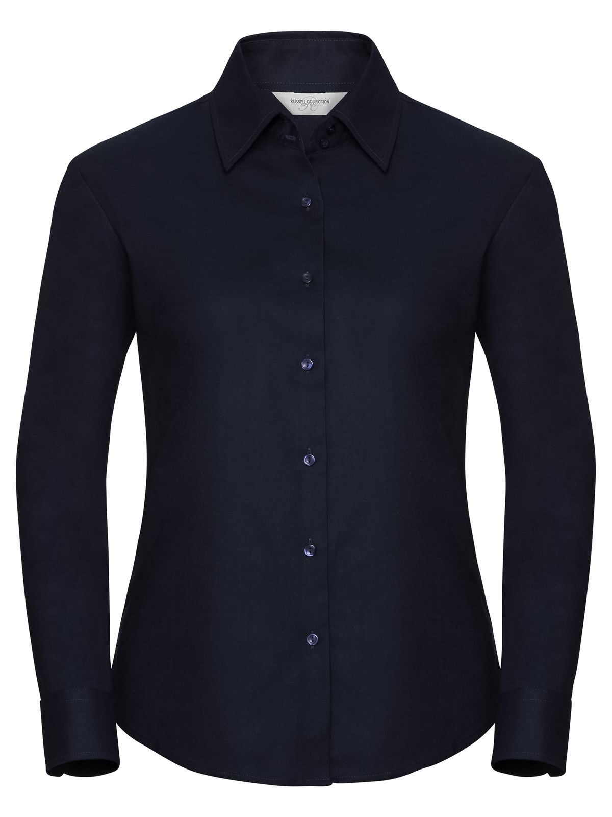 Camisa Oxford feminina de manga comprida e corte impecável - NB - Azul Marinho Brilhante