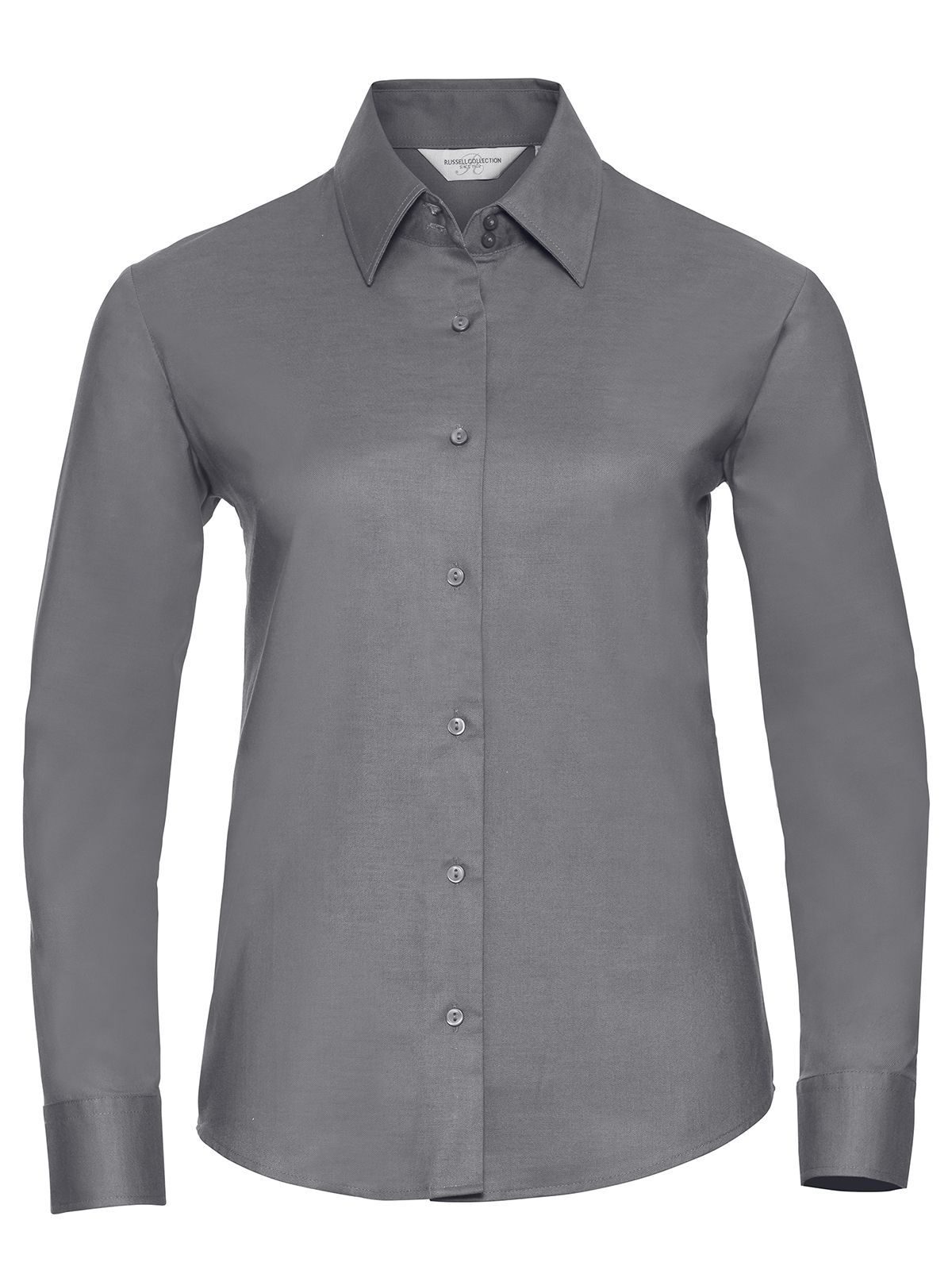 Camisa Oxford feminina de manga comprida e corte impecável - SI - Prata