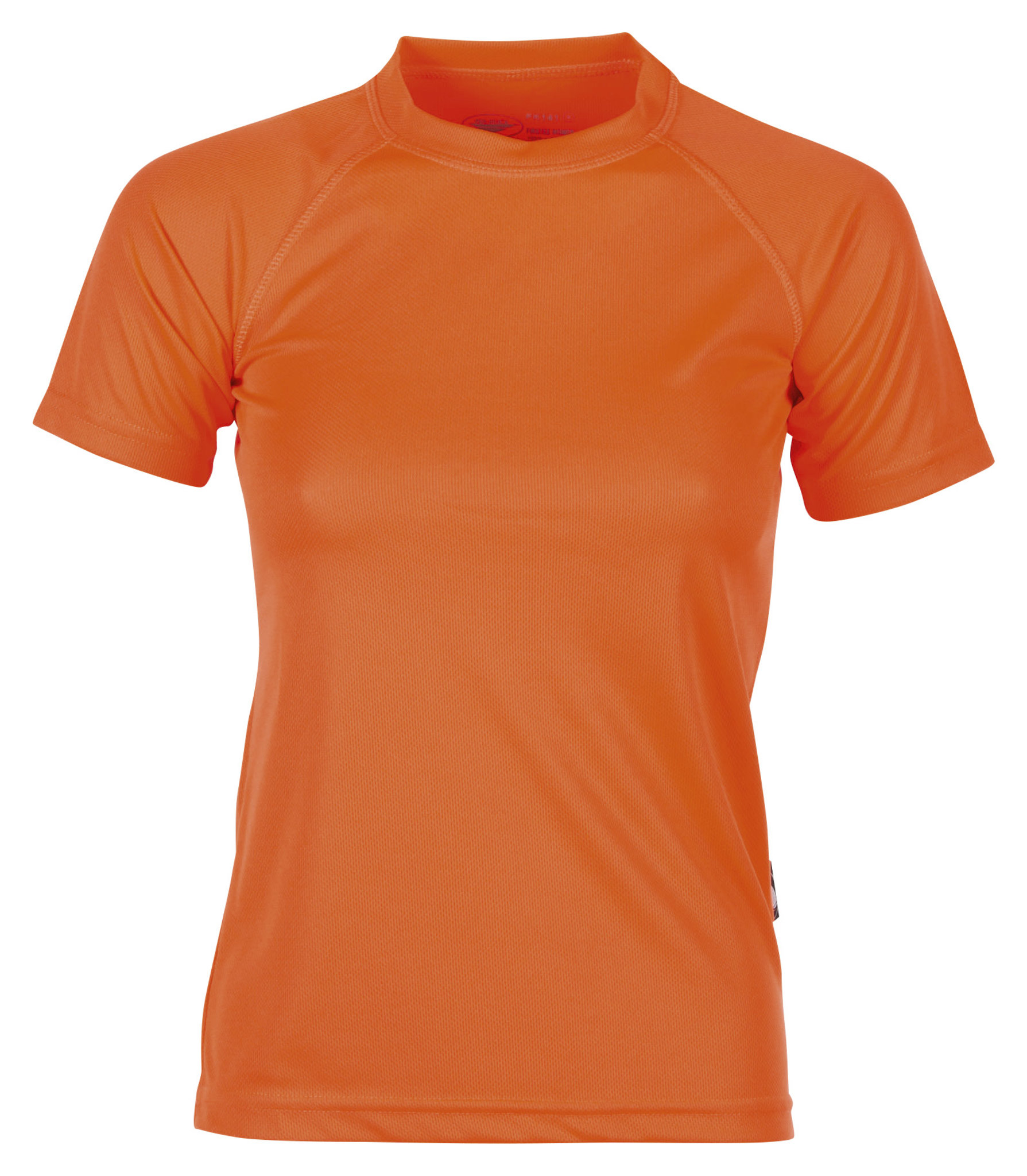 Camiseta esportiva feminina Firstee de manga curta e gola redonda - OR - Laranja