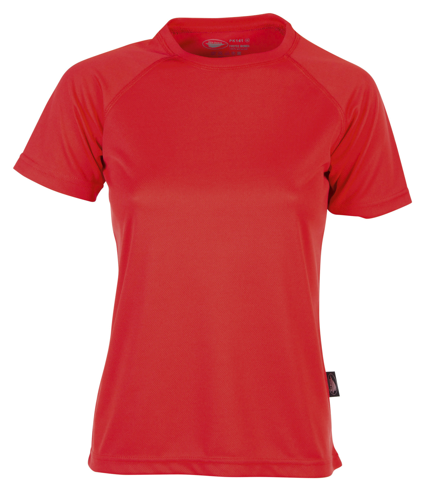 Camiseta esportiva feminina Firstee de manga curta e gola redonda - RD - Vermelho