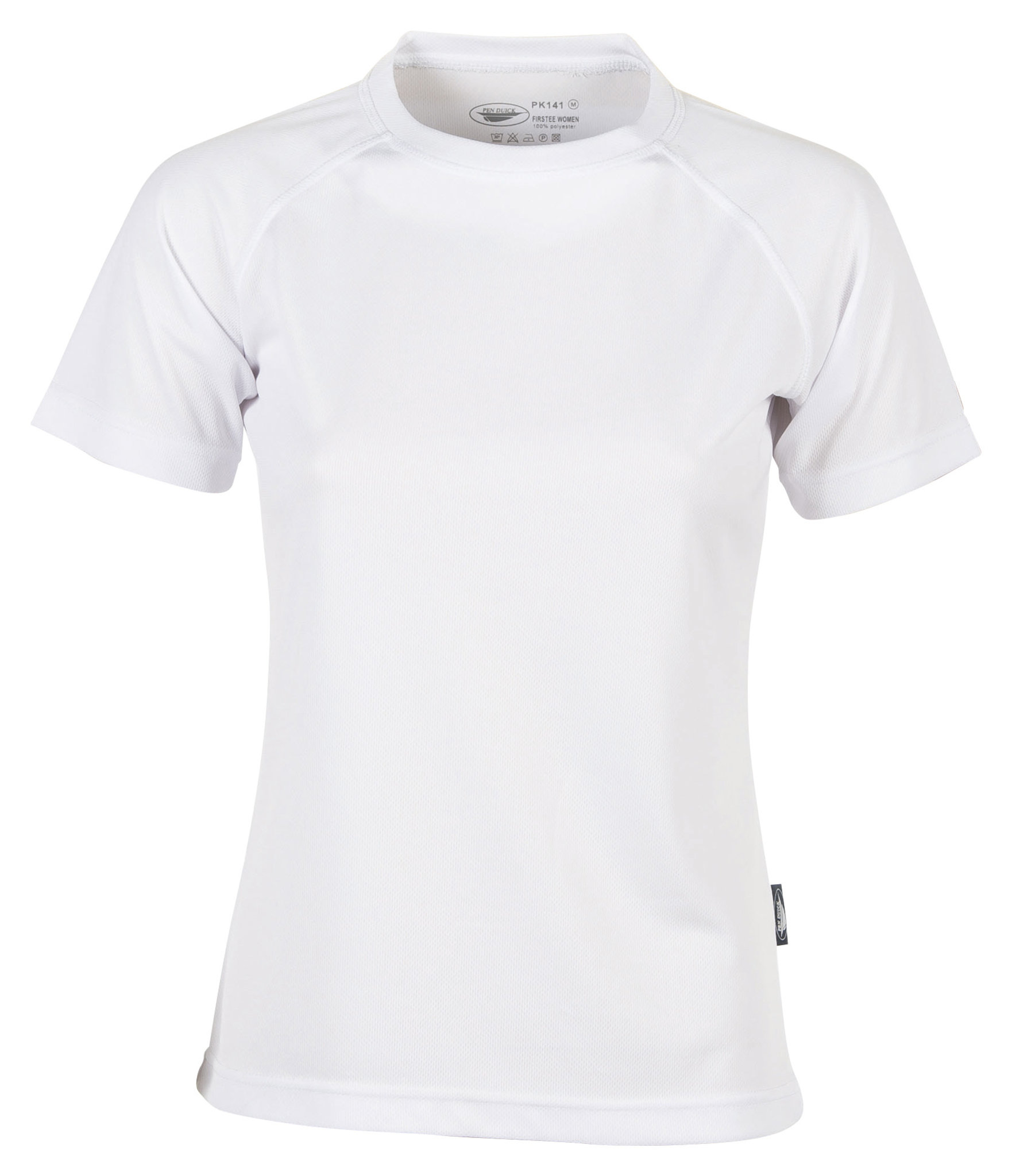 Camiseta esportiva feminina Firstee de manga curta e gola redonda - WH - Branco/Titânio