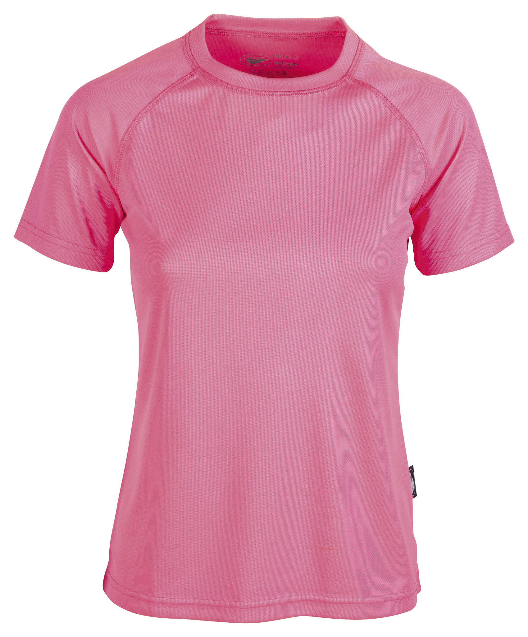 Camiseta esportiva feminina Firstee de manga curta e gola redonda - PK - Rosa Fluorescente