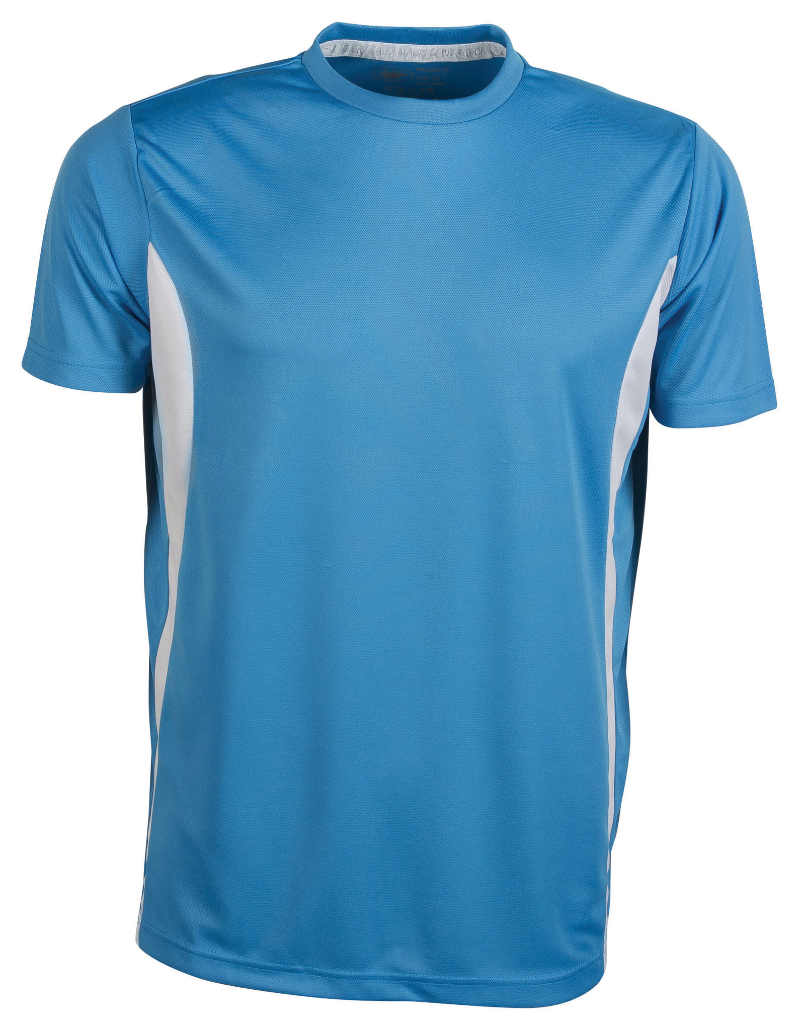 Camiseta esportiva de manga curta com contraste - AZ - Azul-celeste/Branco