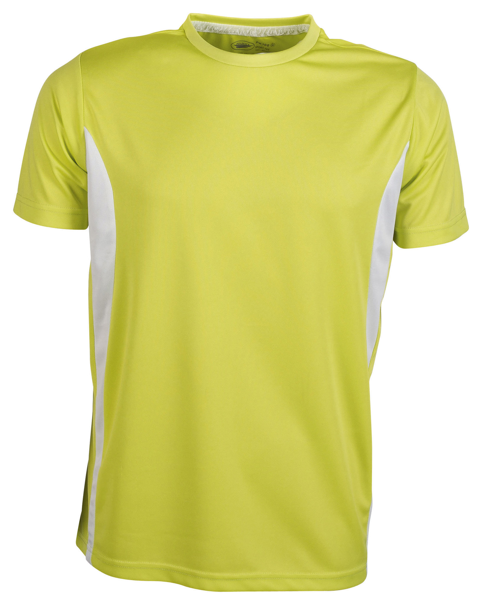 Camiseta esportiva de manga curta com contraste - LL - Verde Limão Claro/Branco