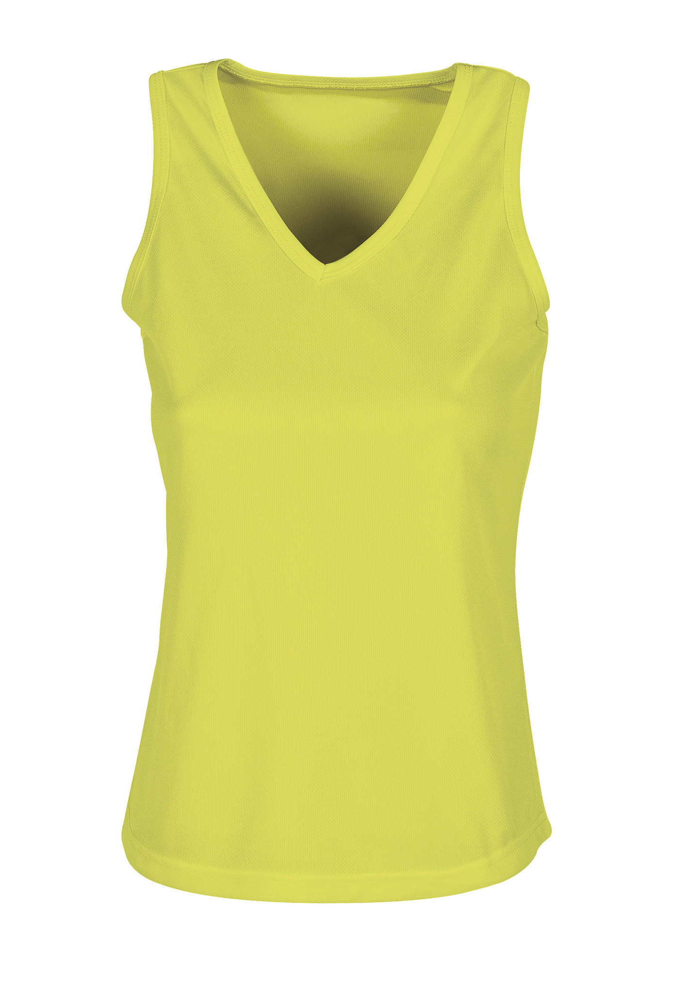 Regata esportiva feminina com decote em V da Firstop - YE - Amarelo Fluorescente