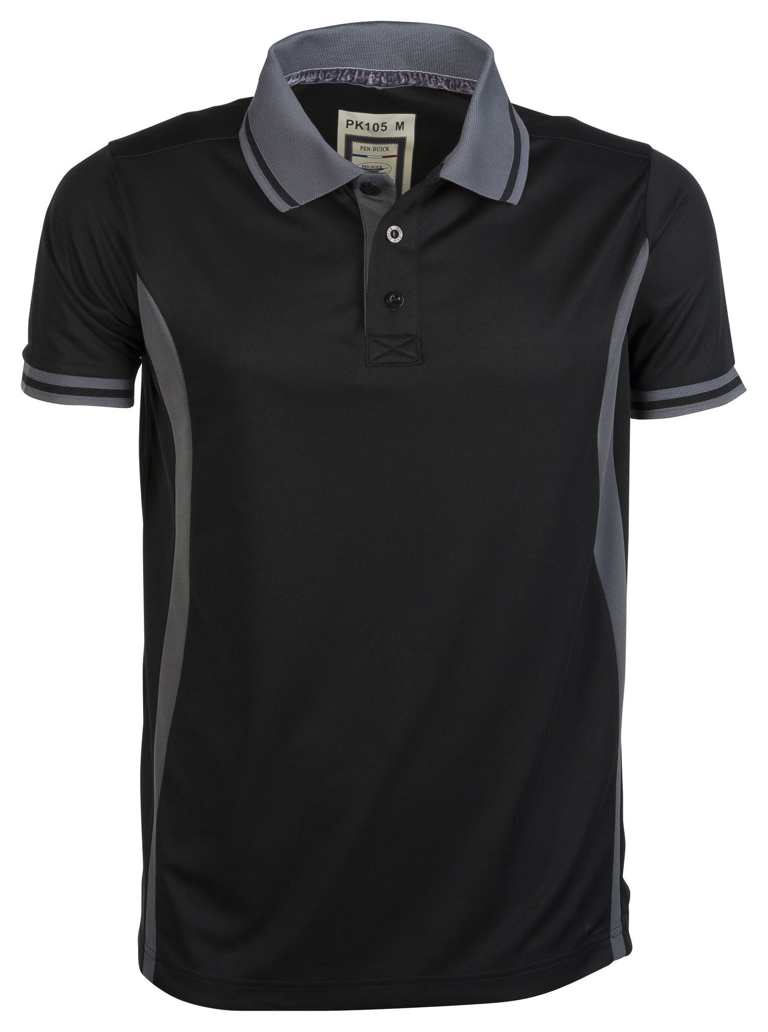 Polo Esportiva de Manga Curta com Contraste - BK - Preto