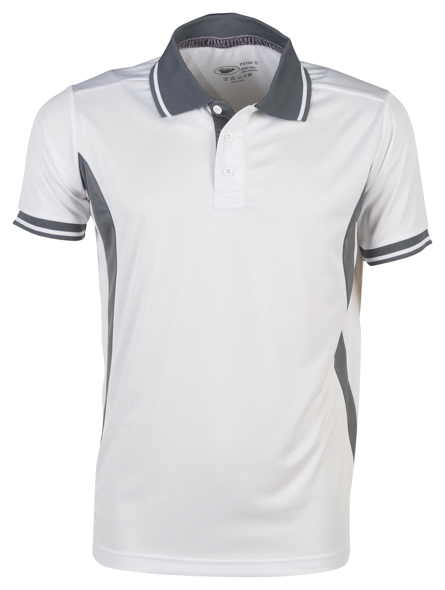Polo Esportiva de Manga Curta com Contraste - WH - Branco/Titânio