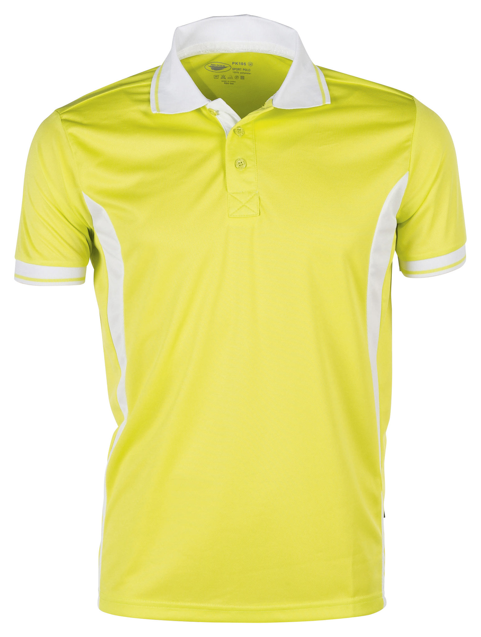 Polo Esportiva de Manga Curta com Contraste - LL - Verde Limão Claro/Branco