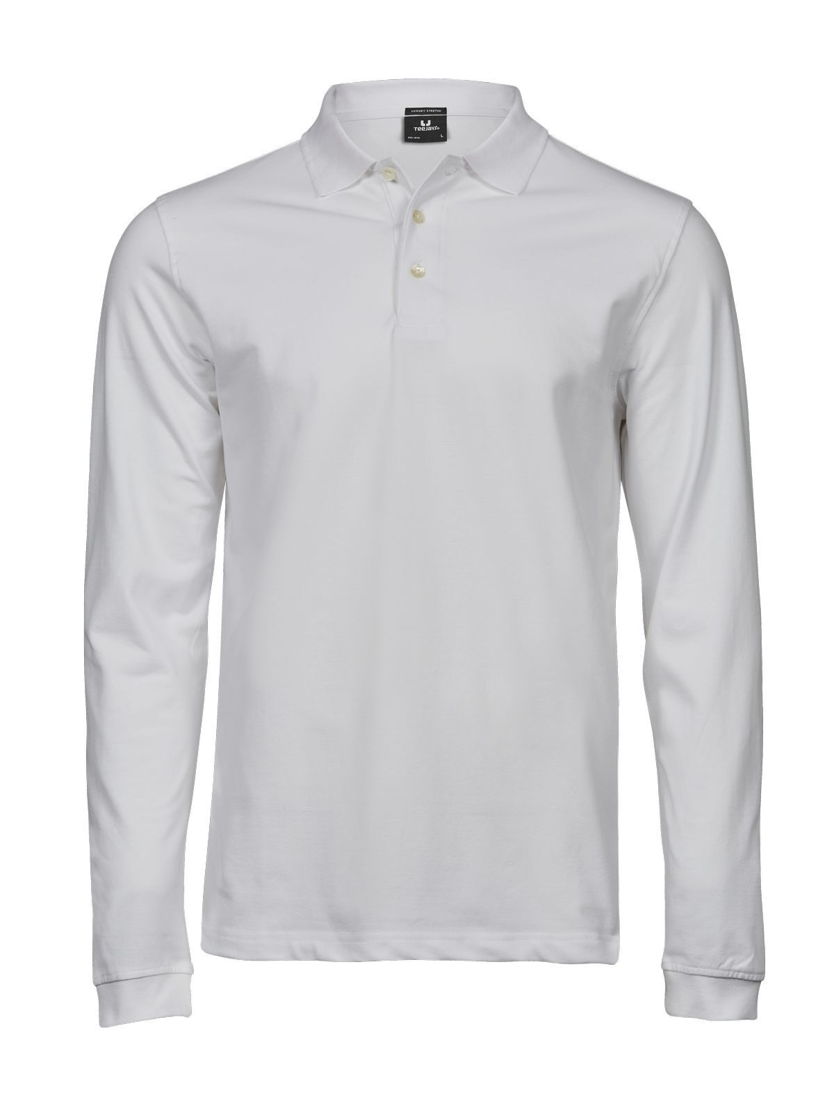 Polo de manga comprida de luxo para homem - WHT - Branco