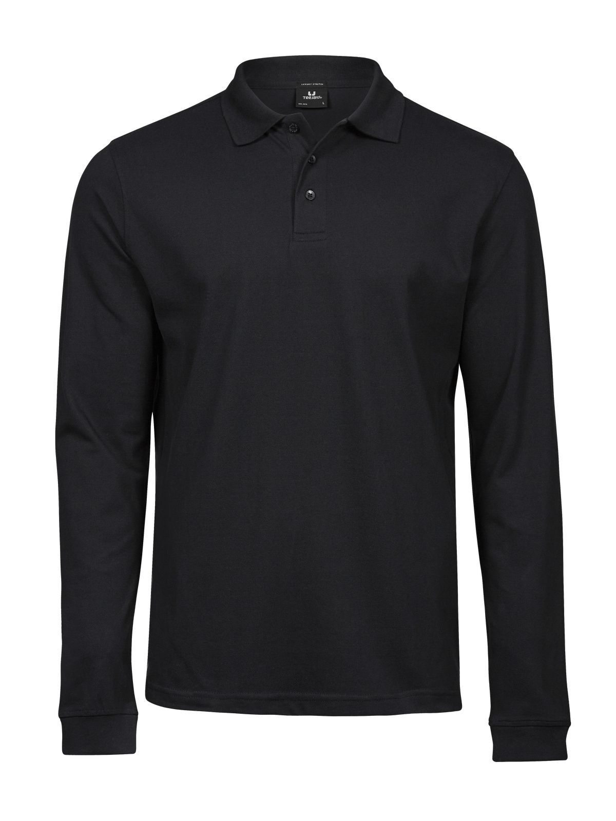 Polo de manga comprida de luxo para homem - BLK - Preto