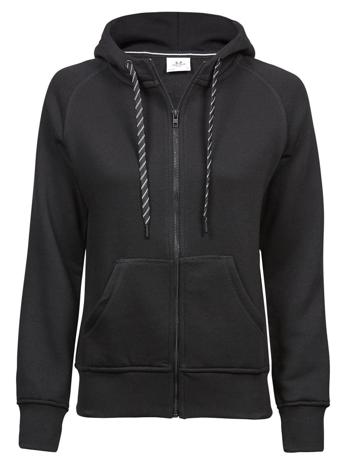 Casaco feminino com capuz e zíper frontal. - BLK - Preto