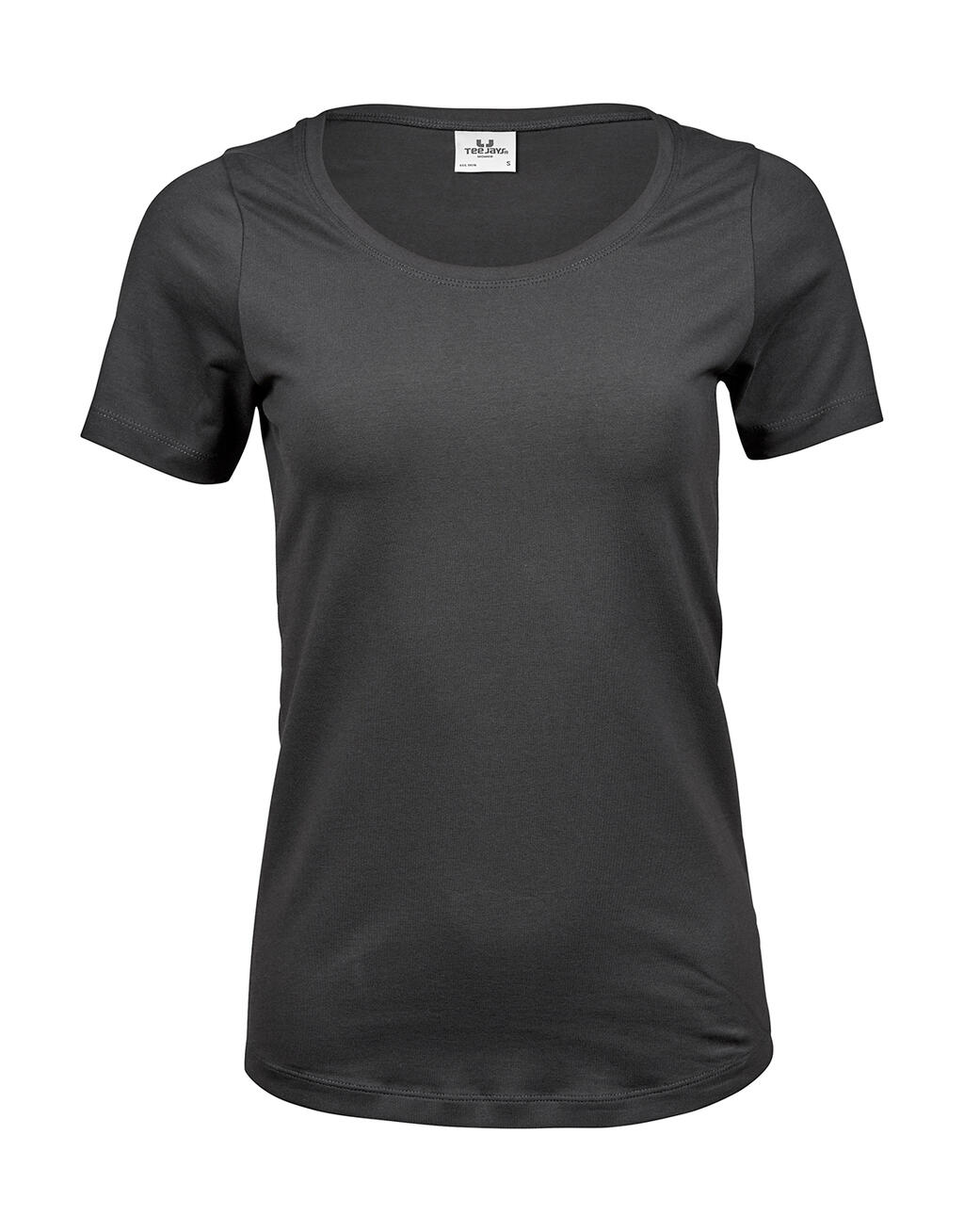 Camiseta feminina de tecido elástico - 128 - Cinza escuro