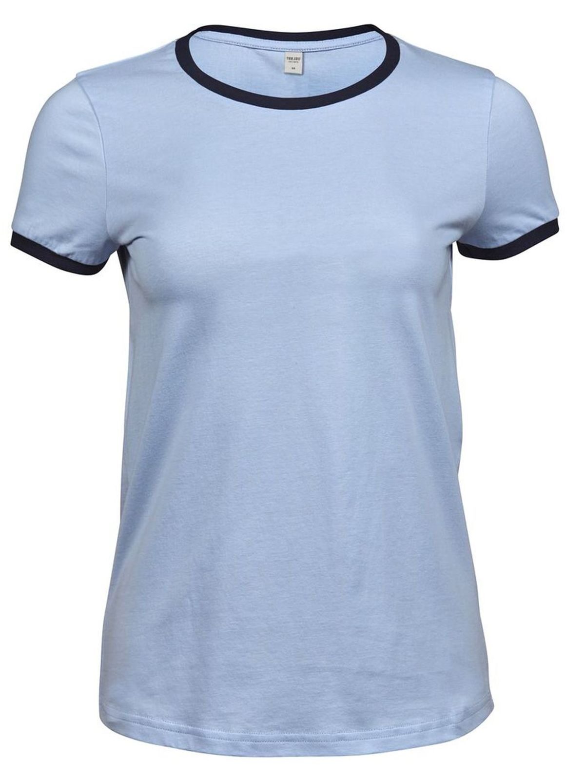 Camiseta feminina com gola contrastante - 315 - Azul claro