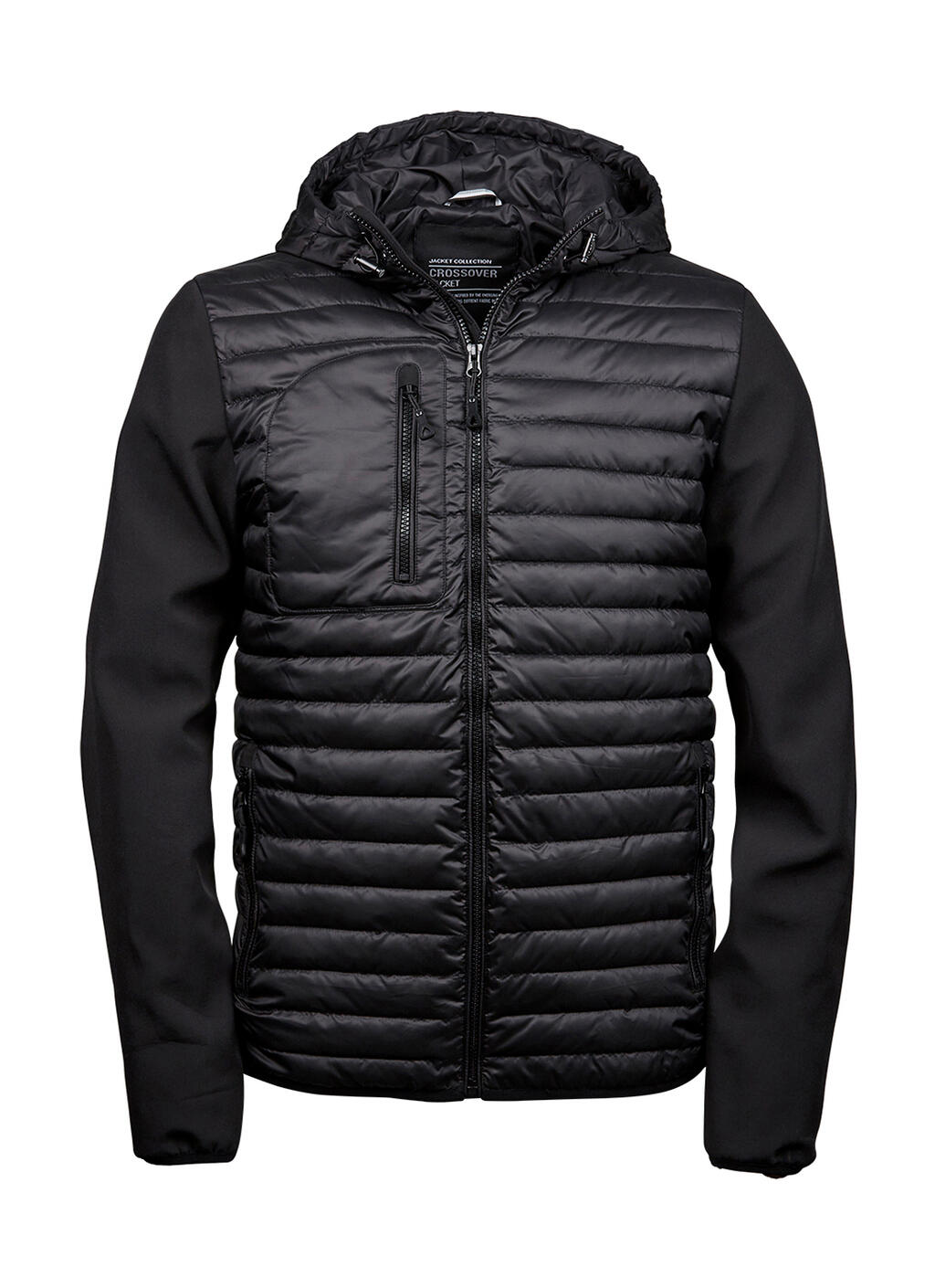 Jaqueta masculina com capuz e modelagem cruzada - BLK - Preto