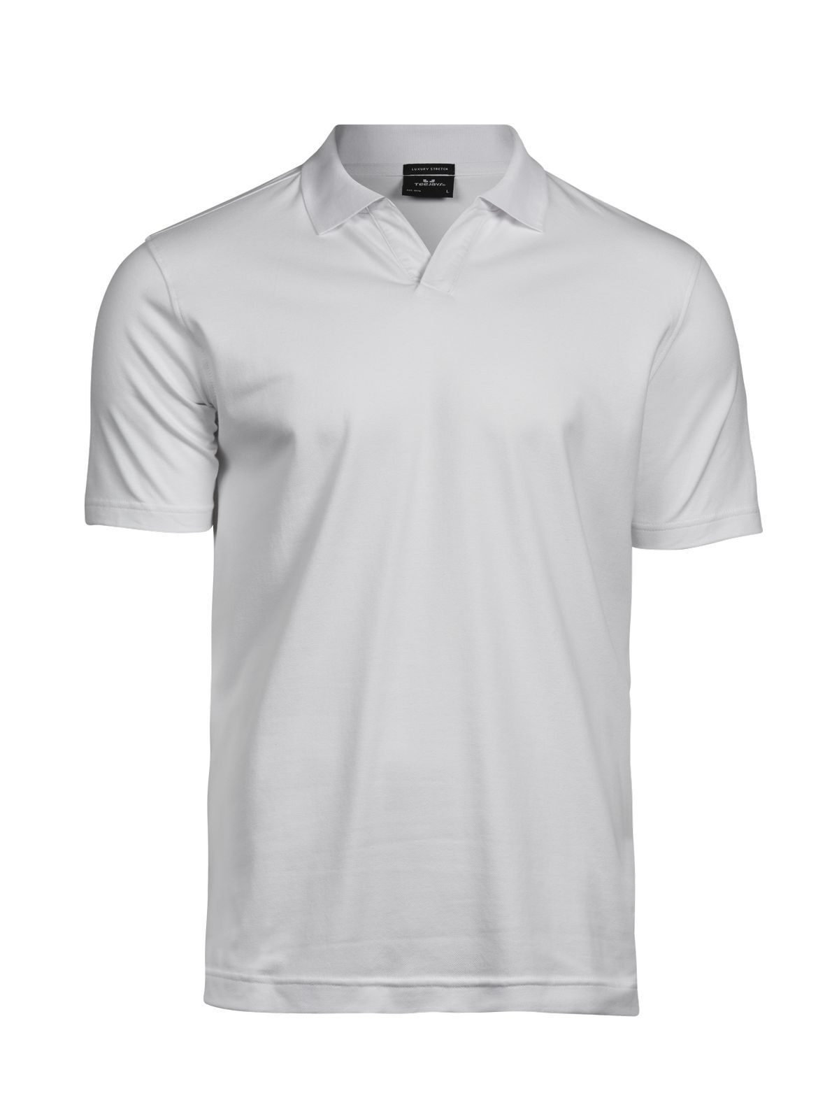Polo de luxo com decote em V e tecido elástico - WHT - Branco