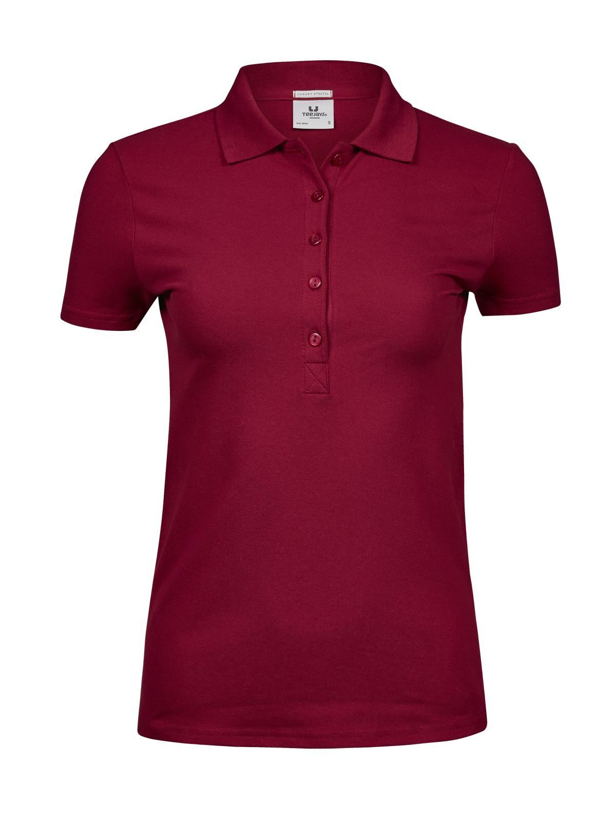Polo feminino de luxo com elastano - Vermelho profundo