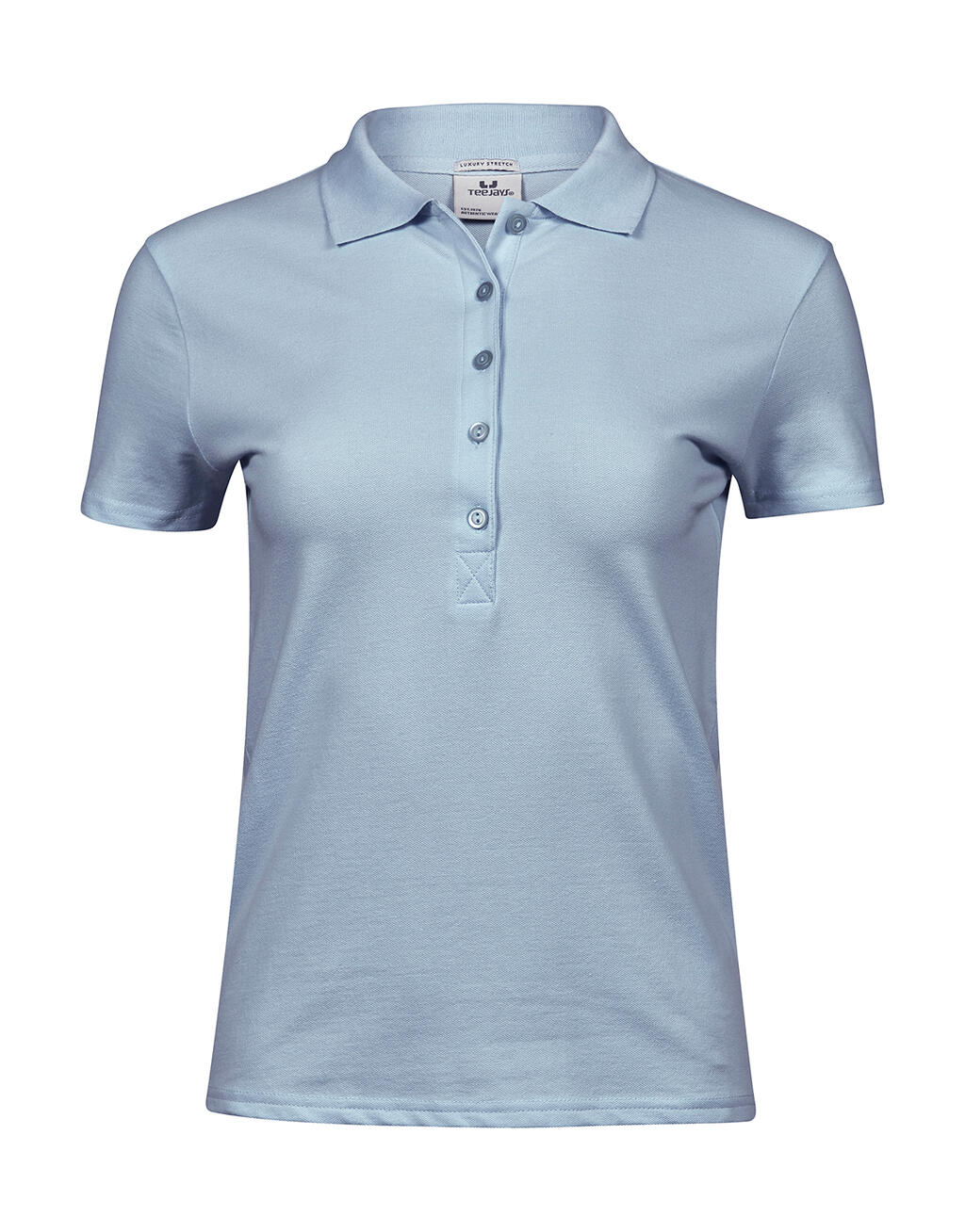 Polo feminino de luxo com elastano - Azul claro