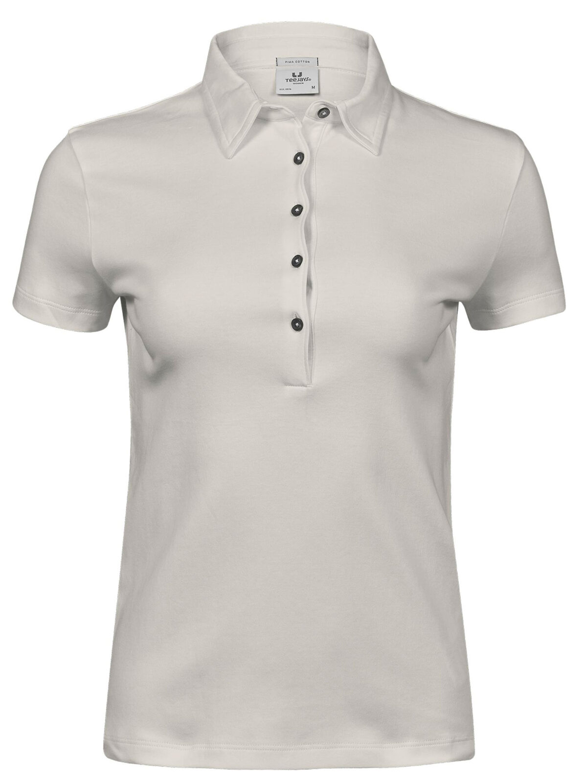 Polo feminina de algodão Pima - Cimento