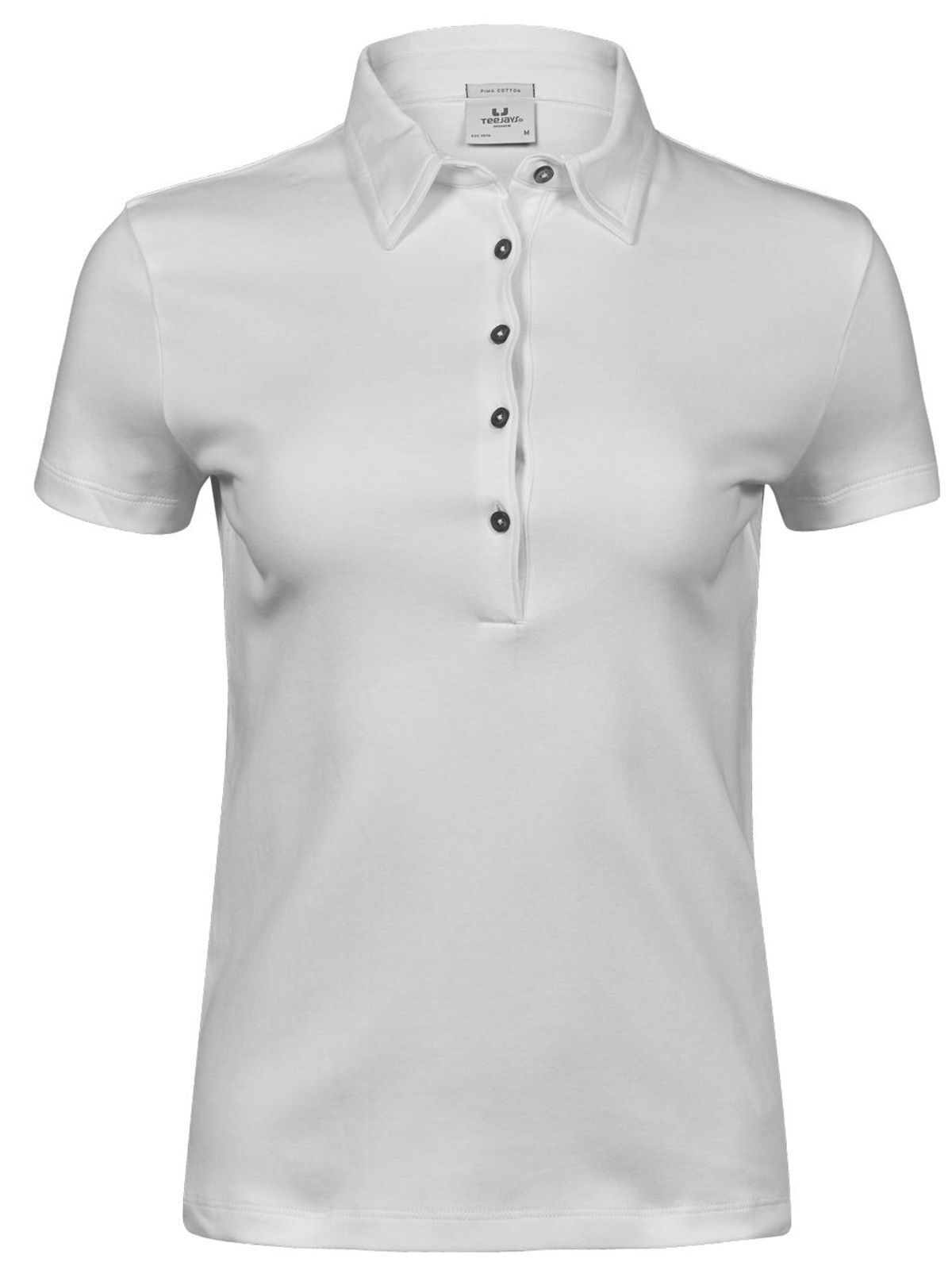 Polo feminina de algodão Pima - WHT - Branco