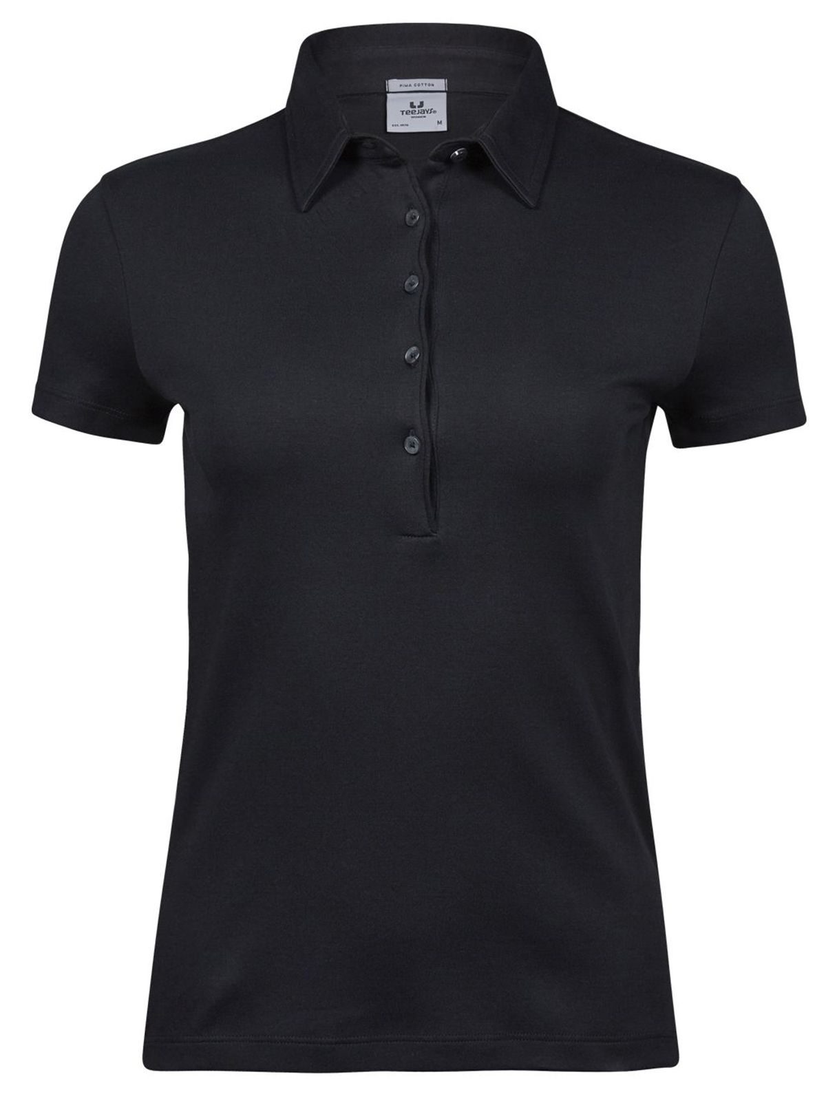 Polo feminina de algodão Pima - BLK - Preto