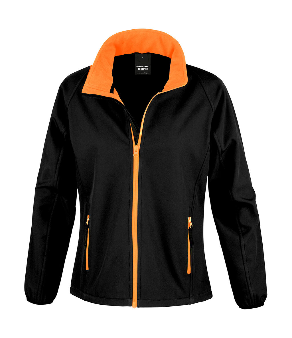 Jaqueta Softshell Feminina para Imprimir - 178 - Preto/Laranja