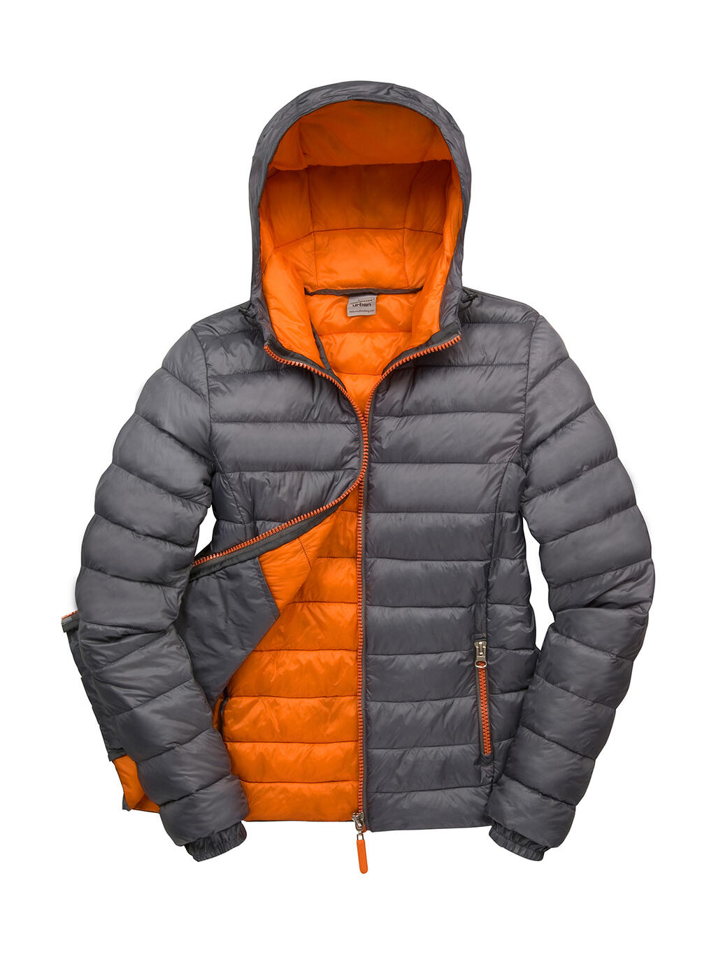 Jaqueta feminina com capuz Snow Bird - 162 - Cinza/Laranja