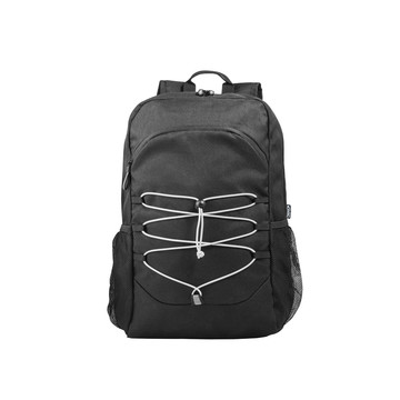 Mochila DELFOS. Mochila para laptop em poliéster reciclado 300D e poliéster reciclado 600D com elementos refletivos. - 103 - Preto