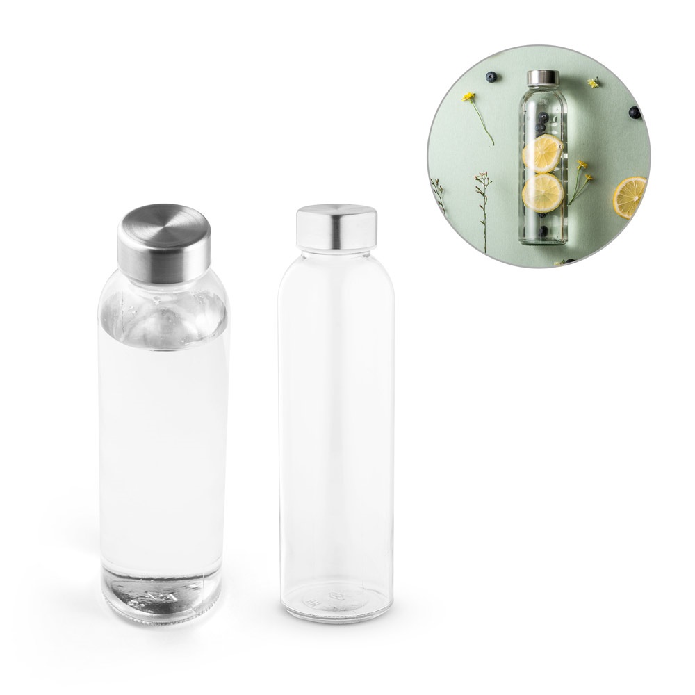 SOLER. Garrafa de vidro com tampa de aço inoxidável para sublimação, 500 mL