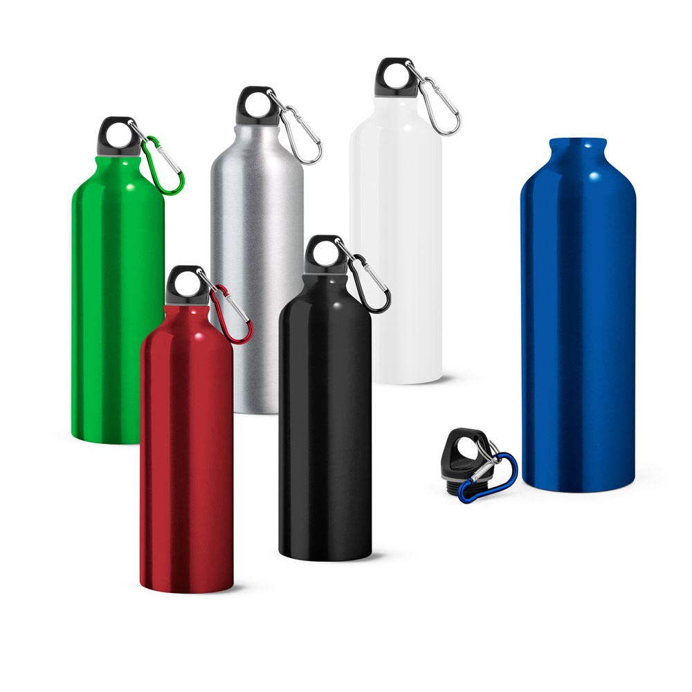 Garrafa de água esportiva LANDSCAPE L. em alumínio com mosquetão, 800 ml