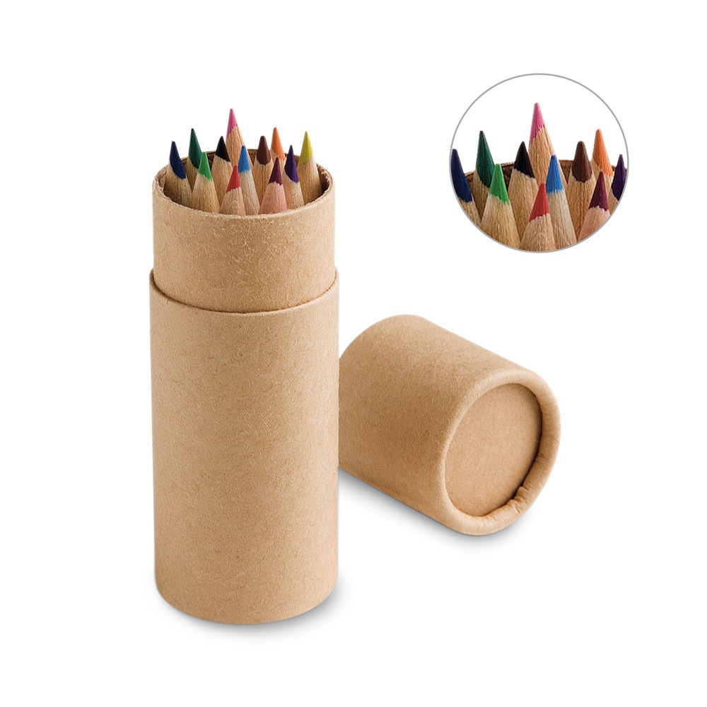 CILINDRO. Caixa com 12 lápis de cor.