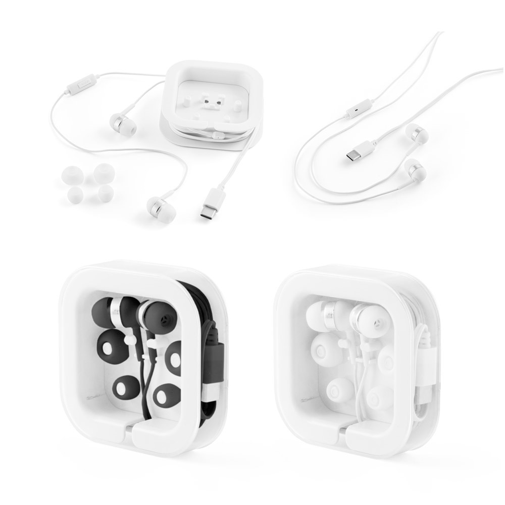 PRESLEY. Fones de ouvido com cabo USB-C de 1,2 metro e microfone embutido em ABS.
