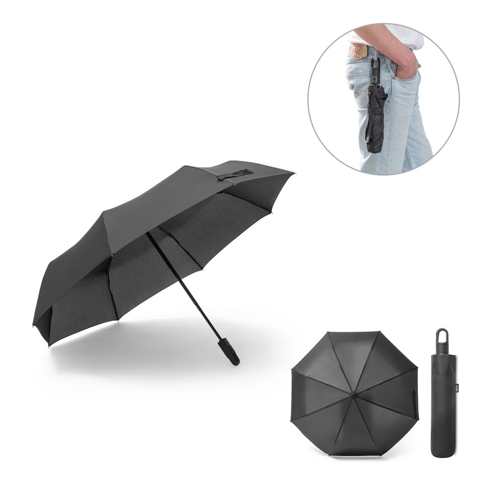 GUSTAVO. Guarda-chuva em pongee de poliéster reciclado 190T (100% rPET) com abertura e fechamento automáticos.
