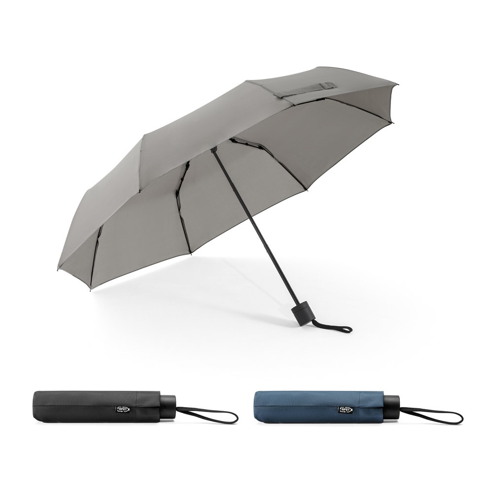 AIDEN. Guarda-chuva de 21 polegadas feito de pongee de poliéster reciclado 190T (100% rPET), dobrável em 3 seções.