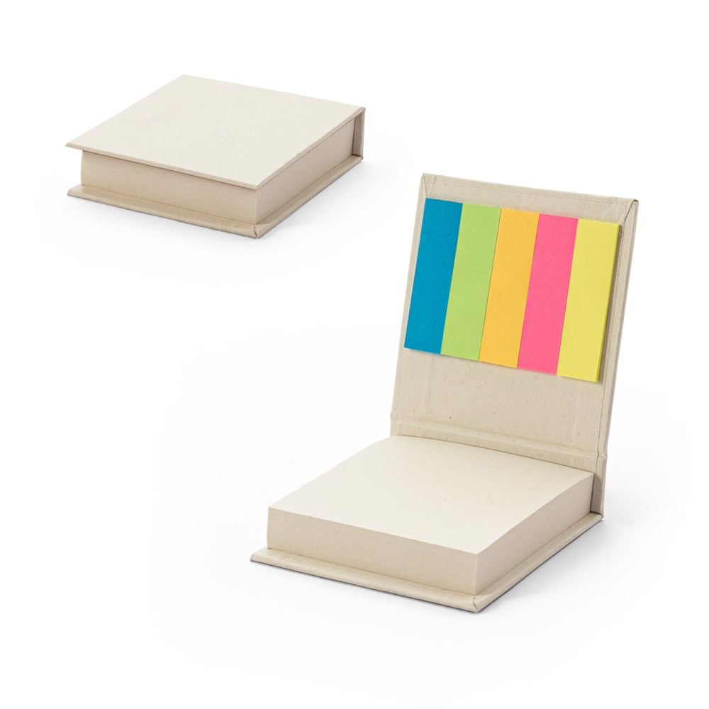 KAIRON. Conjunto de escritório 2 em 1, feito com 100% de papel reciclado, com 6 blocos de notas adesivas.