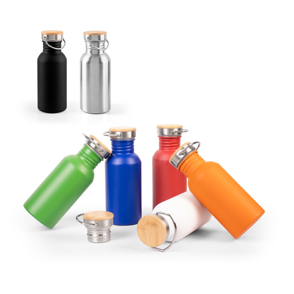 EWING. Garrafa de aço inoxidável de parede simples (90% reciclado)