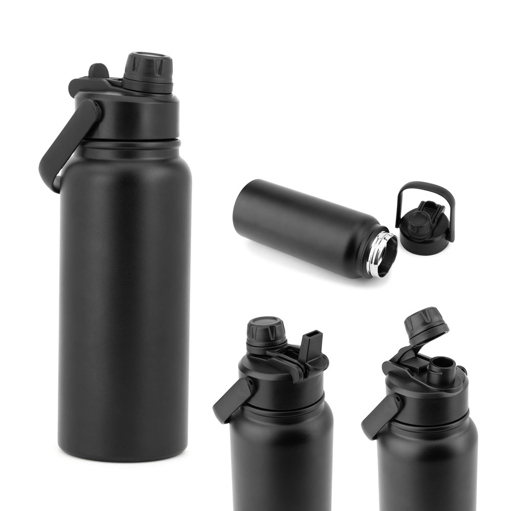 ALCARAZ. Garrafa de aço inoxidável (90% reciclado), parede dupla, com isolamento a vácuo.