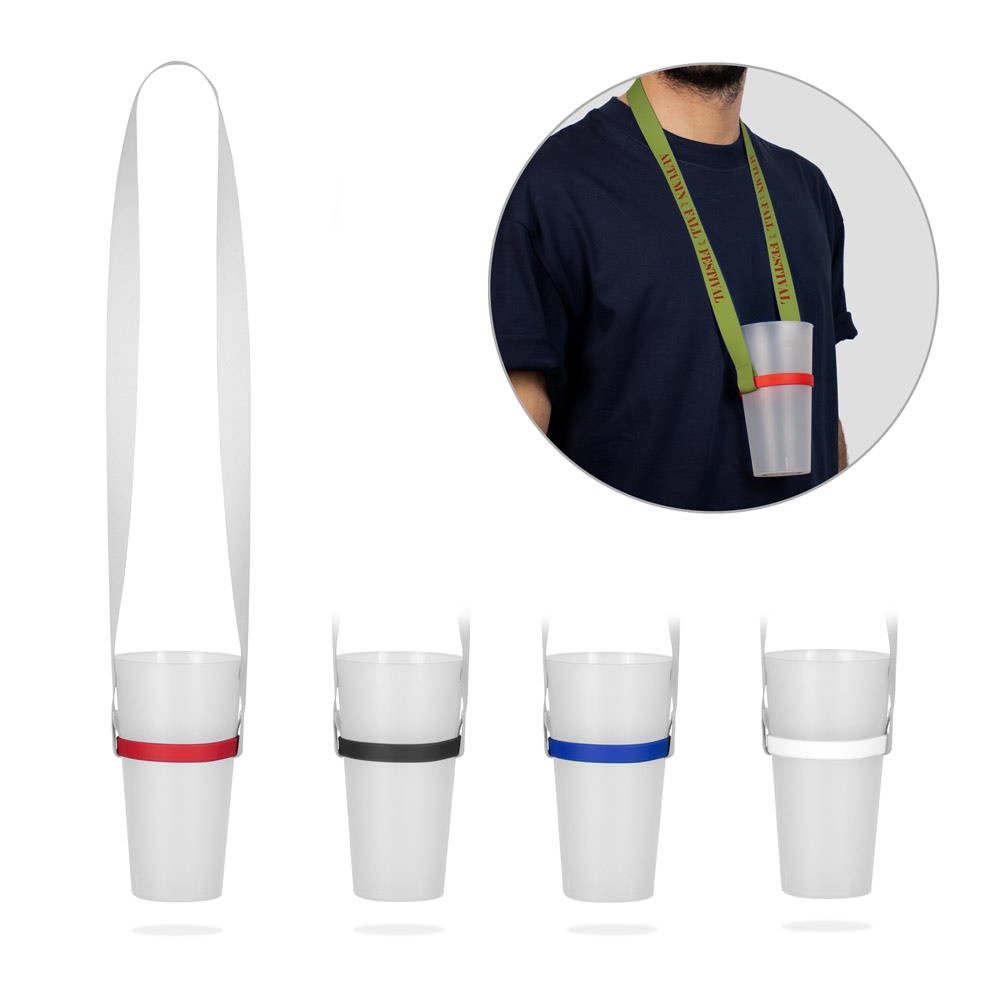 BOLTON. Conjunto de Cordão Sublimation Longo II (20 mm) Duo com Suporte de Silicone para Copo