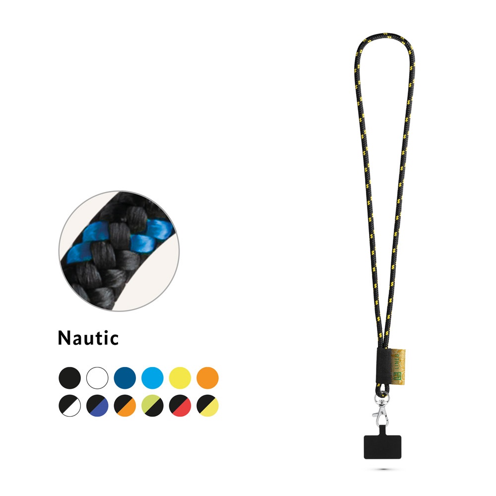 Conjunto de cordão STAFFORD. NAUTIC longo (Ø 7 mm) com mosquetão de alavanca de 9 mm e suporte para celular.