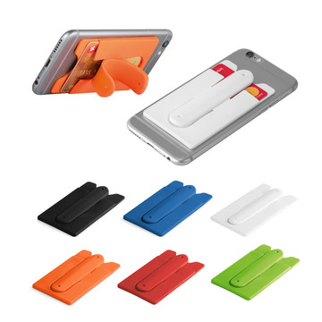 CARVER. Porta-cartões com suporte de silicone para celular.