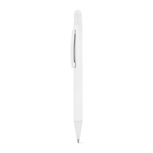 CLINT TOUCH. Caneta esferográfica com design moderno, feita de alumínio reciclado (100% rAL) com acabamento emborrachado. - 106 - Branco