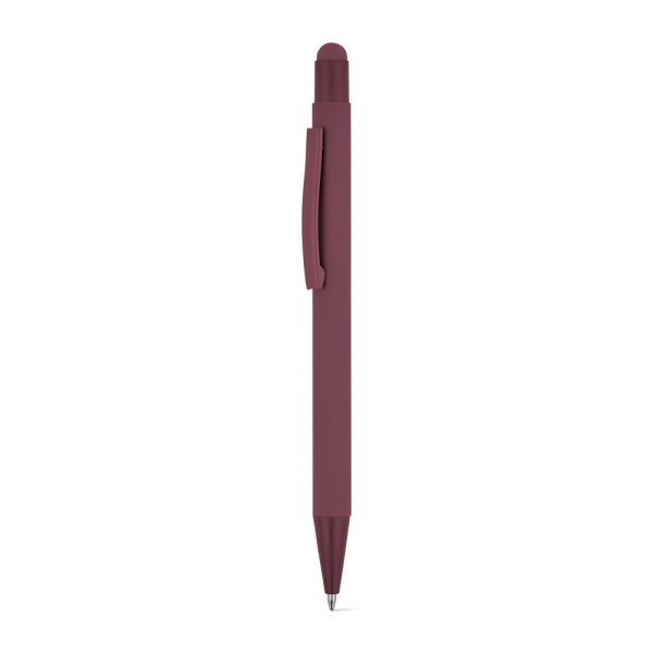 CLINT TOUCH. Caneta esferográfica com design moderno, feita de alumínio reciclado (100% rAL) com acabamento emborrachado. - 115 - Bordéus
