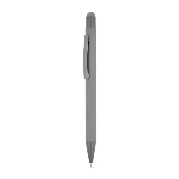 CLINT TOUCH. Caneta esferográfica com design moderno, feita de alumínio reciclado (100% rAL) com acabamento emborrachado. - 113 - Cinza