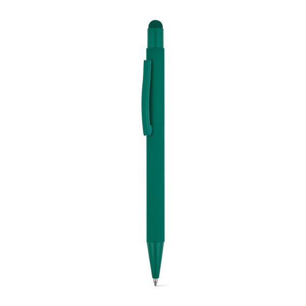 CLINT TOUCH. Caneta esferográfica com design moderno, feita de alumínio reciclado (100% rAL) com acabamento emborrachado. - 129 - Verde escuro