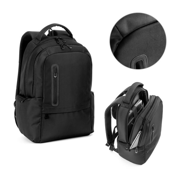 Mochila para laptop BOSTON SOLID (17") em nylon 150D com 2 compartimentos acolchoados.