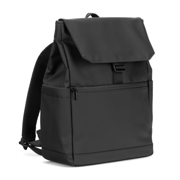 Mochila AZORES BAG. Mochila para laptop (16") em PU, com aba que cobre todos os compartimentos. - 103 - Preto