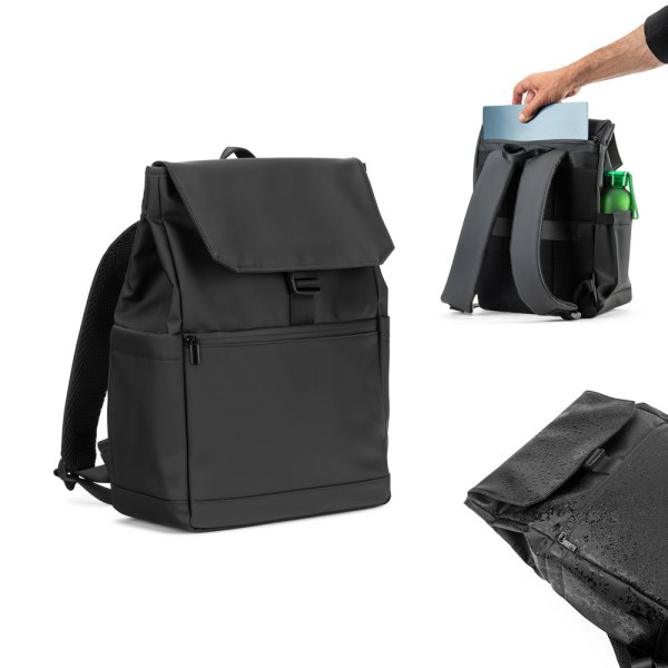 Mochila AZORES BAG. Mochila para laptop (16") em PU, com aba que cobre todos os compartimentos.