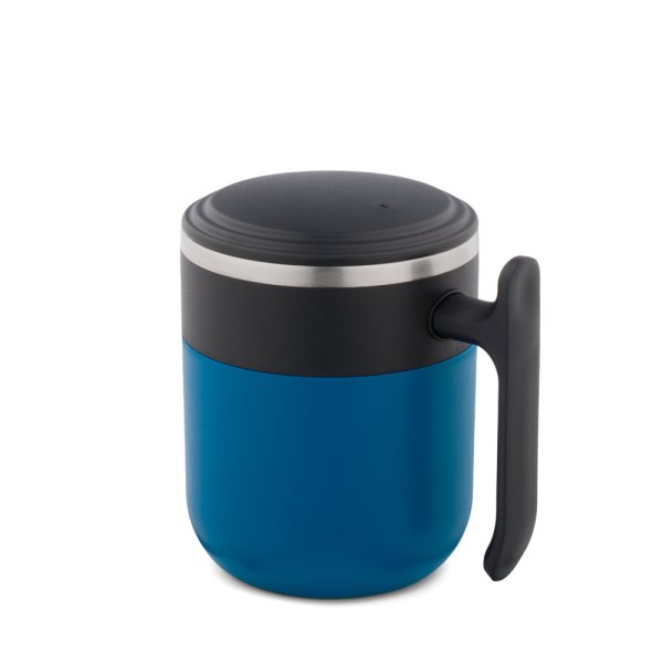 MALDINI. Caneca térmica com interior em aço inoxidável e acabamento fosco, 400 mL - 104 - Azul