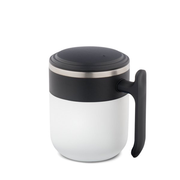 MALDINI. Caneca térmica com interior em aço inoxidável e acabamento fosco, 400 mL - 106 - Branco